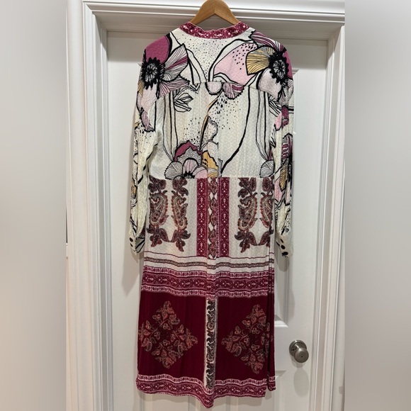 Free People C'est Moi Mixed Print Maxi Top Womens Sz XS Button Up Cardigan Dress - Picture 8 of 15